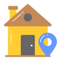 Map pin with house denoting vector of home location, premium icon