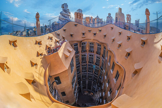 Details from the roof of Casa Mila or La Pedrera, Barcelona, Catalonia, Spain