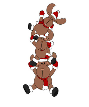 Cartoon Christmas Reindeer Illustration PNG