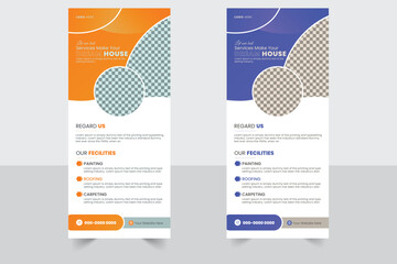 Simple elegant clean abstract minimal creative  modern professional company real estate construction business rollup banner template design