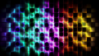 Abstract neon checkered tile background