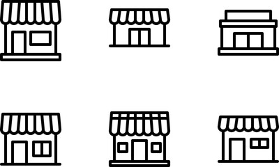 vector icon shop building outline style. Pixel perfect. editable stroke	