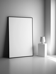 Blank black photo frame with shadows for mockup. Generative AI
