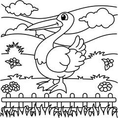 Funny swan cartoon characters vector illustration. For kids coloring book.