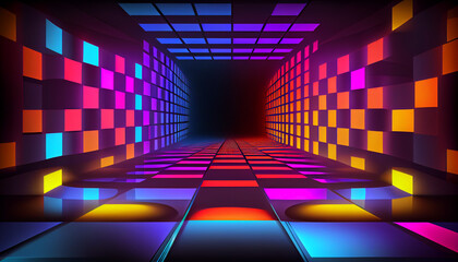 Abstract vibrant neon futuristic stage/space background