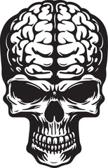 Skull head with brain vector art Illustration, Design SVG
