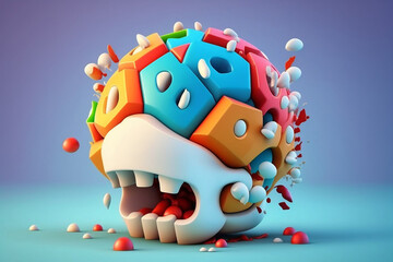 Kreatywna czacha 3d - Creative 3d skull - Generative - obrazy, fototapety, plakaty
