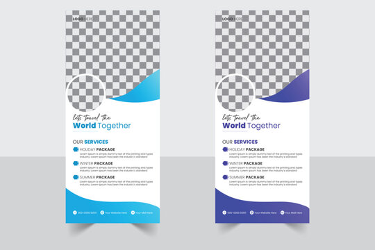 Modern Tour and Travel rollup or X banner design template for business or travel. Vector illustration set