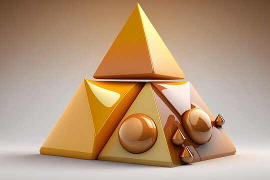 Lśniąca piramida 3d, abstrakcyjny kształt - Shiny 3d pyramid, abstract shape - Generative