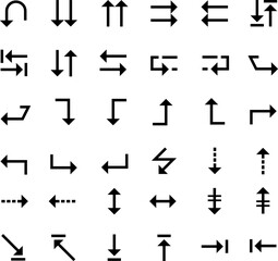 direction icon, arrow shape, black, white background