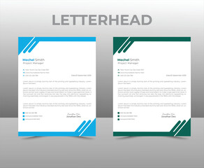 Clean and professional corporate company business letterhead template design with color variation bundle