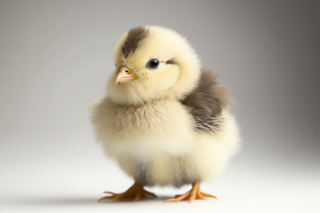 Fototapeta premium Cute little chicken isolated on white background. Studio shot. Full depth of field.