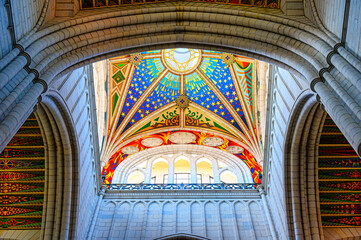 Fototapeta premium Almudena Cathedral architectural features, Madrid, Spain