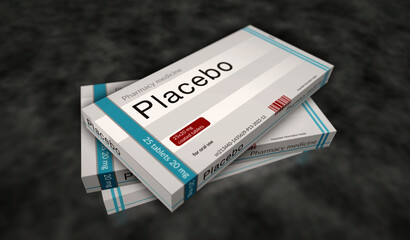 Placebo tablets pack box 3d illustration