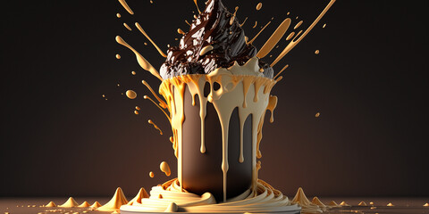 Delicious chocolate cupcakes with chocolate drips