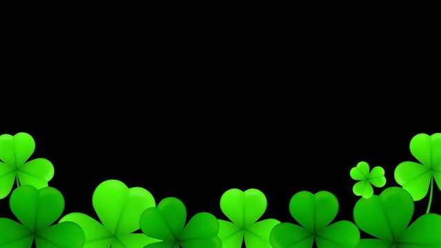 4K Falling Shamrock Animation. Green clover leaves on Alpha background. St. Patrick's day Holidays	