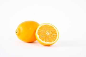 Lemon on a white background.  Close-up photo