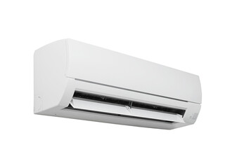 White air conditioner. Electricity home appliance. Cooling product for hot climate in summer. - obrazy, fototapety, plakaty