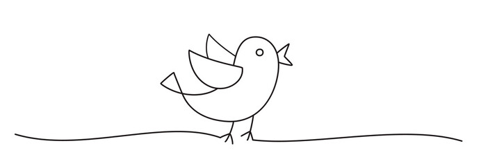 Doodle Easter chick line art banner, black scribble style hand drawn with thin line, divider shape. Png isolated on transparent background