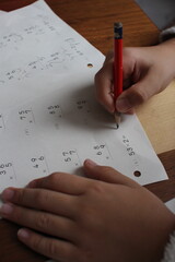 宿題、勉強、計算、子供、教育