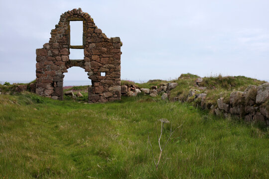 Remains of Boddam castle - Coastal path between Peterhead and cruden bay - Aberdeenshire - Scotland - UK