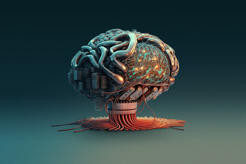 Fototapeta premium Futuristisches Gehirn aus elektronischen Komponenten, generative KI