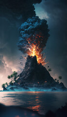a volcanic island erupting_