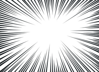 Obraz premium Comic book speed lines black monochrome explosion effect action power rays vector flat illustration