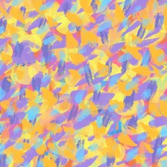 油絵抽象正方形アート背景）紫・オレンジ・水色のカラフルでフレッシュな筆跡。元気でにぎやか
