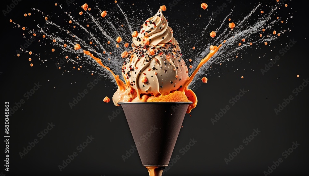 Poster ice cream in a cone.generative ai