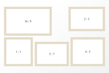 Set of brown wood frame or photo frame on white background. Vector illustration