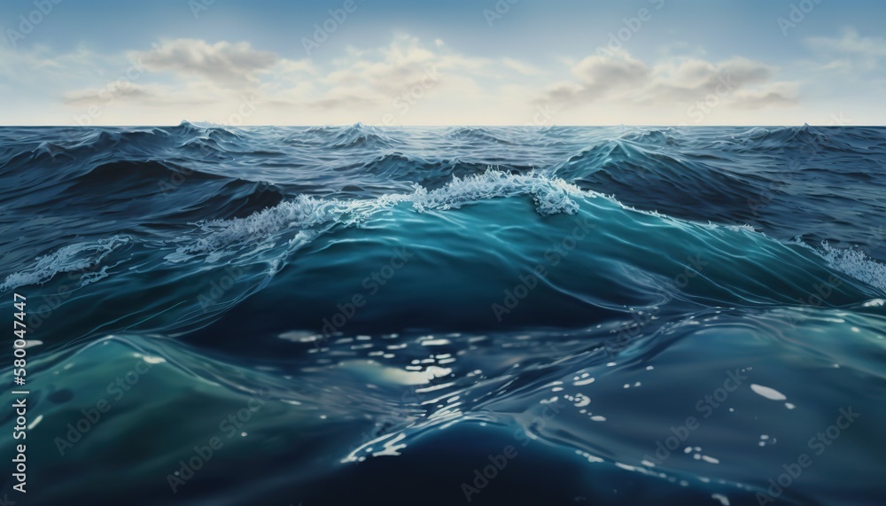 Poster the sea with light waves.generative ai