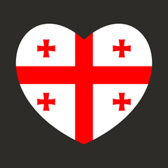 Georgia flag icon in the shape of heart. Abstract patriotic georgian banner with love symbol. Conceptual idea - with Georgia in his heart. Support for the country during the protest demonstration.