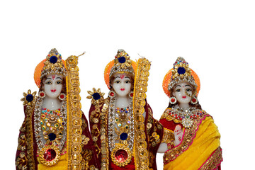 lord Rama, Sita, Lakshman and Hunuman Statue , happy Dussehra , happy Ram Navami, lord rama - obrazy, fototapety, plakaty