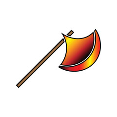 set of flame axe weapon vector, logo, icon, isolated on white background. weapon, axe, hatchet, wooden, chop, cut, fire, flame, firefighter, sticker, clipart, template, cartoon, vector illustration