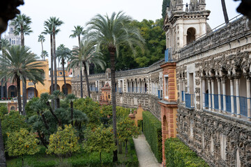 Fototapeta na wymiar The gardens of the Real Alcazar of Sevilla in Andalucia, Spain