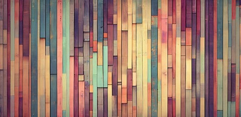 Wooden texture. Colorful Painted old wood. Fence planks. Rustic background with space for design. ai generative