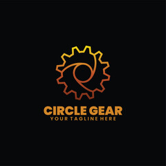 Vector illustration logo circle gear line art