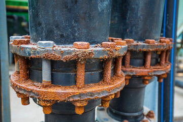 Rust damage paint and corrosion flange form the general attack on carbon steel flanges and bolt nuts on pipeline