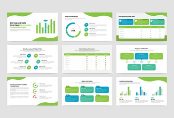 Startup and annual data overview presentation template design - obrazy, fototapety, plakaty