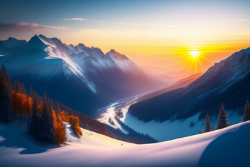 sunrise in the mountains ai generative 