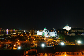 Fototapeta na wymiar Kazan, Russia - August 6, 2020: Palace of the Farmers. Night