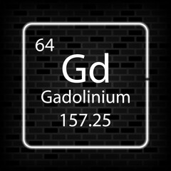 Gadolinium neon symbol. Chemical element of the periodic table. Vector illustration.