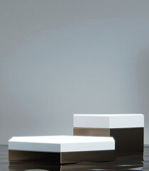 Roman podium  white for cosmetic product on background granite white.