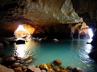 A mysterious flooded cavern. Ideal for adventure tales.
