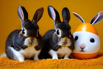 easter bunny with eggs generative AI