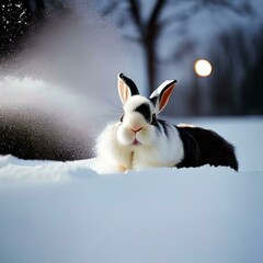 bunny on the snow generative AI