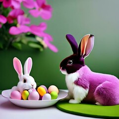 easter bunny with eggs generative AI