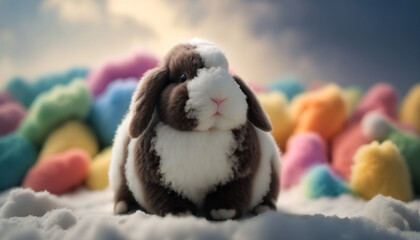easter bunny with easter eggs generative AI