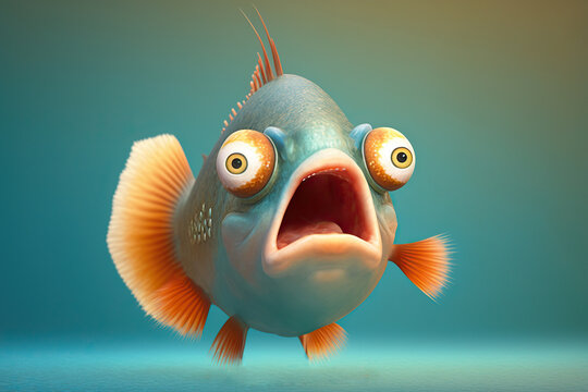 angry furious fish , concept of Animal emotions and Underwater photography, created with Generative AI technology